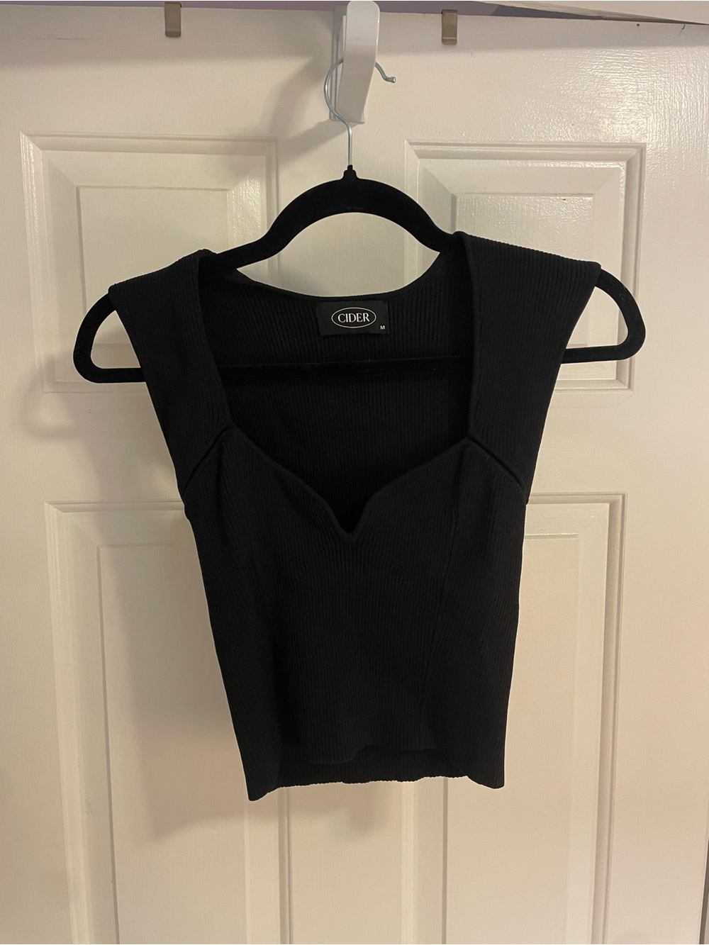 Cider Black Ribbed Square-Neck Tank